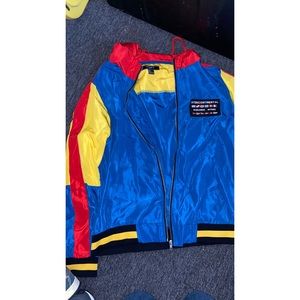 Multi-Colored bomber style jacket with zipper
